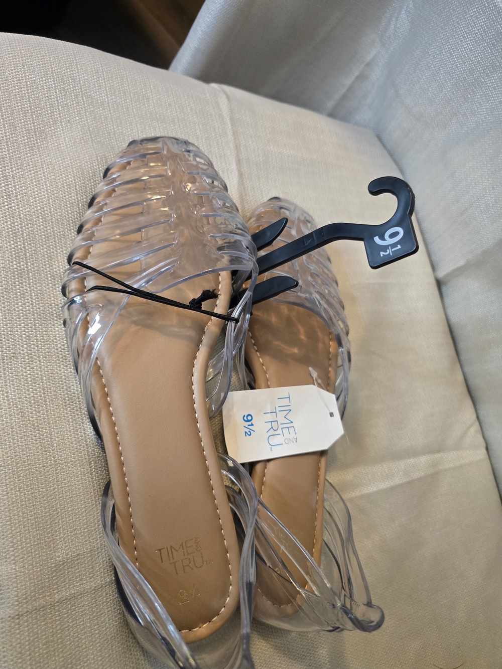 Time and Tru Transparent Jelly Sandals with Tan Insole